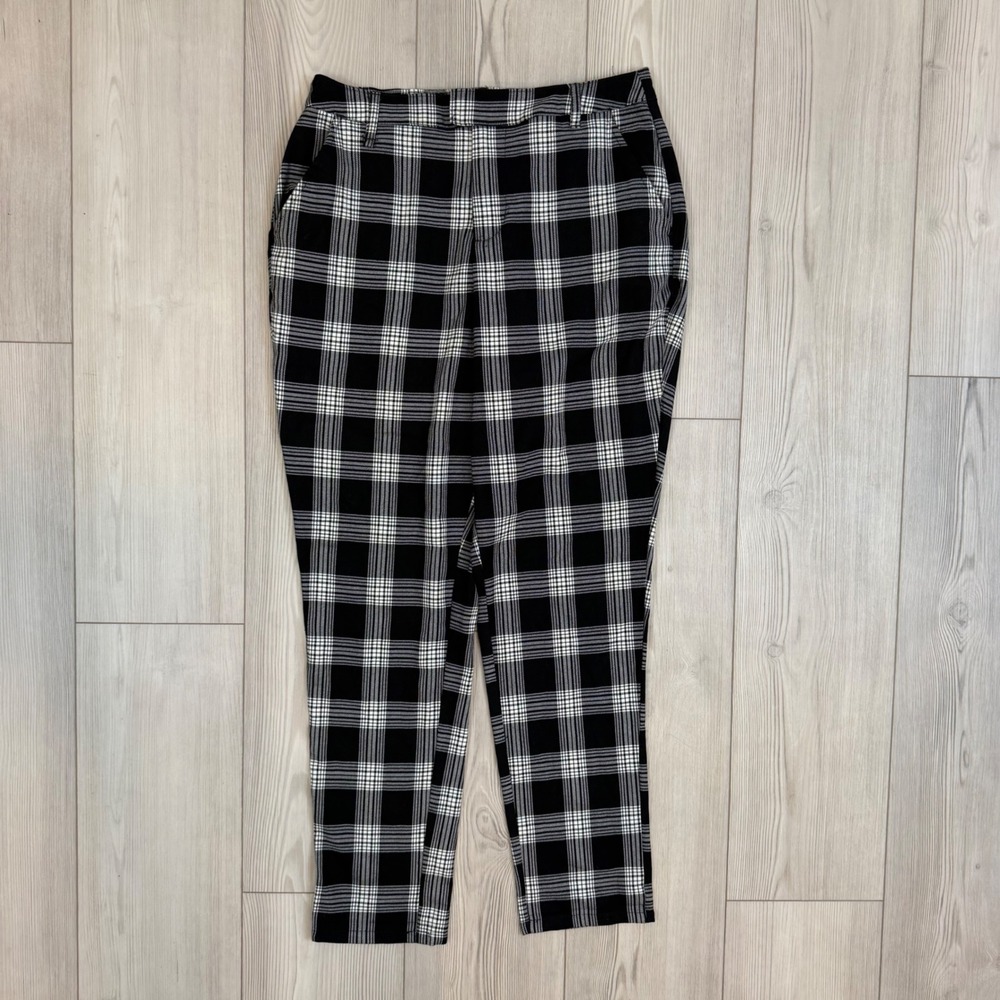 Hot Topic Black White Plaid Tapered Trousers Juniors Large Womens Punk Grunge